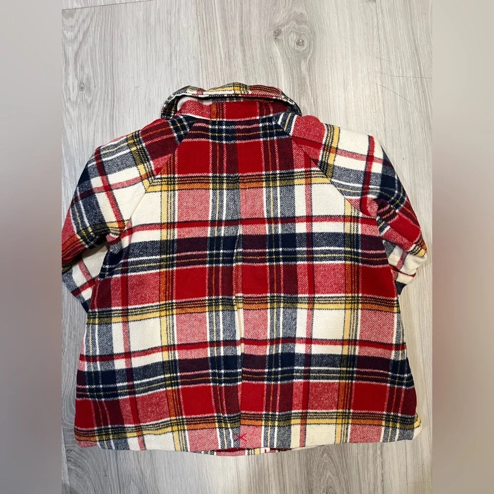 Little Me Red and Cream‎ Plaid Pea Coat